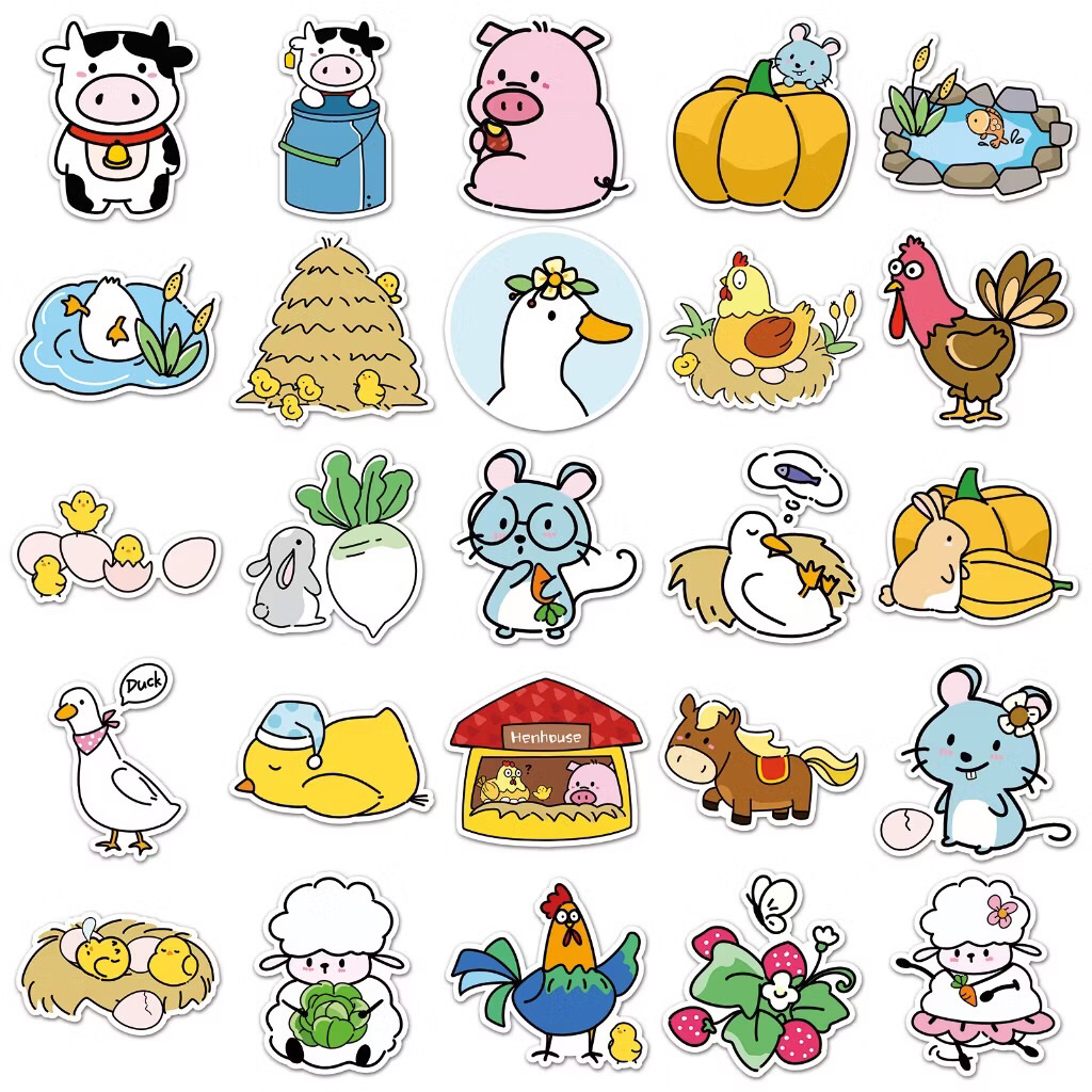 sticker các bé động vật ở farm