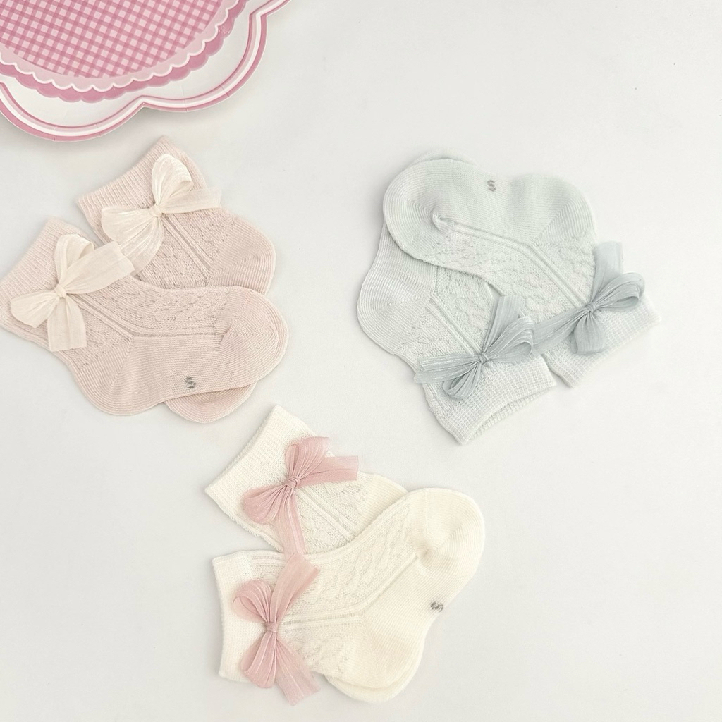 [MD24] 0-12m 7-11cm Set 3 đôi tất thông hơi xinh yêu đeo 4 mùa cho bé
