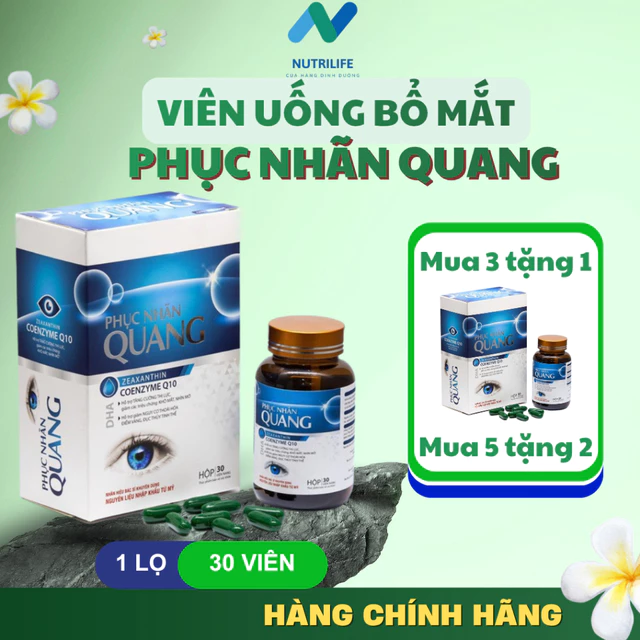 Viên Uống Bổ Mắt Phục Nhãn Quang - Giảm Mỏi Mắt, Mờ Mắt, Ngừa Đục Thủy Tinh Thể (Hộp 30 Viên)
