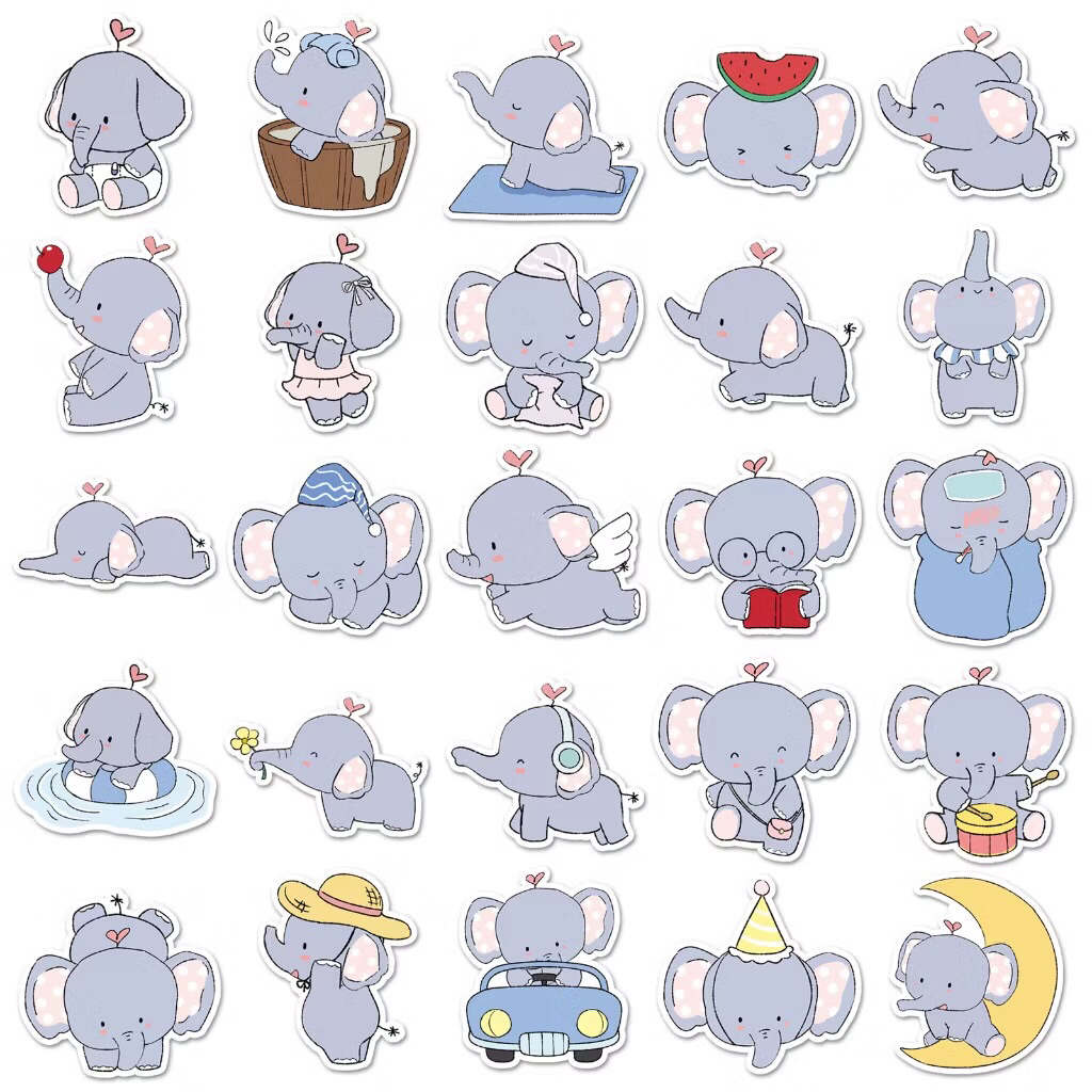 sticker chú voi con cute