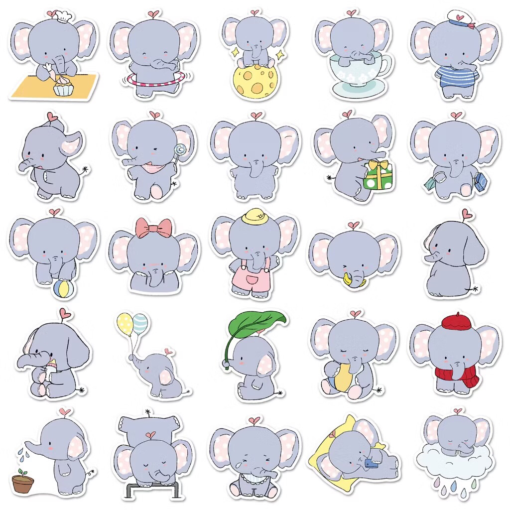sticker chú voi con cute