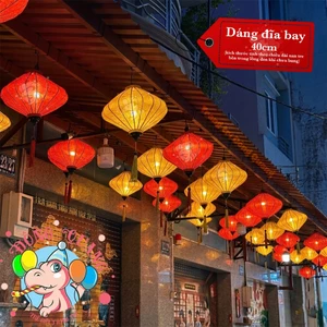 Lồng Đèn Hội An Vải Lụa Gấm - Dáng Đĩa Bay (30-40-60cm)