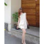 Set 2 món : Áo sát nách cổ yếm dáng suông phối khuy bọc kèm chân váy ngắn dáng A style basic thanh lịch ( hàng có sẵn)