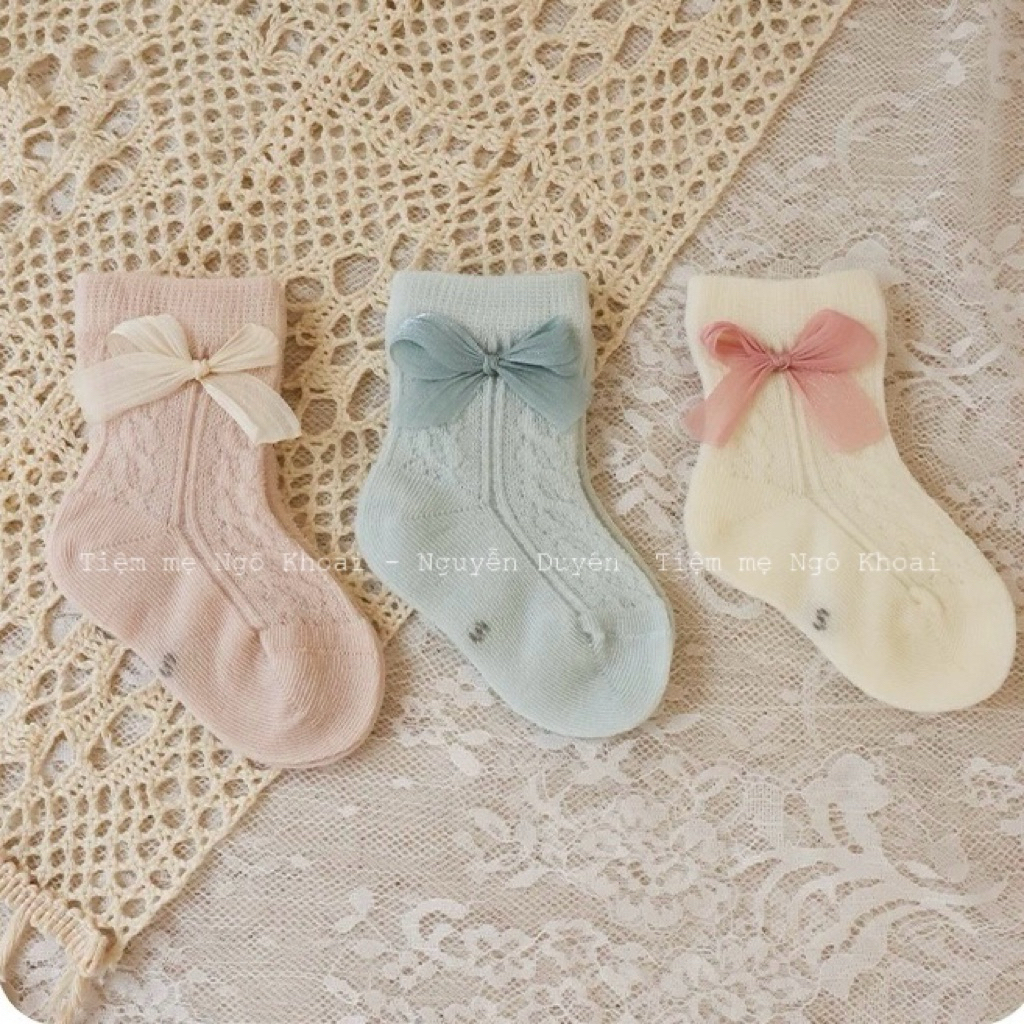 [MD24] 0-12m 7-11cm Set 3 đôi tất thông hơi xinh yêu đeo 4 mùa cho bé