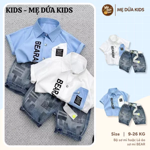 Bộ sơ mi hoặc Lẻ áo sơ mi BEAR cho bé 8~26kg áo sơ mi chất thô lụa kèm quần jean mềm cho bé đi học đi chơi Quần Bò
