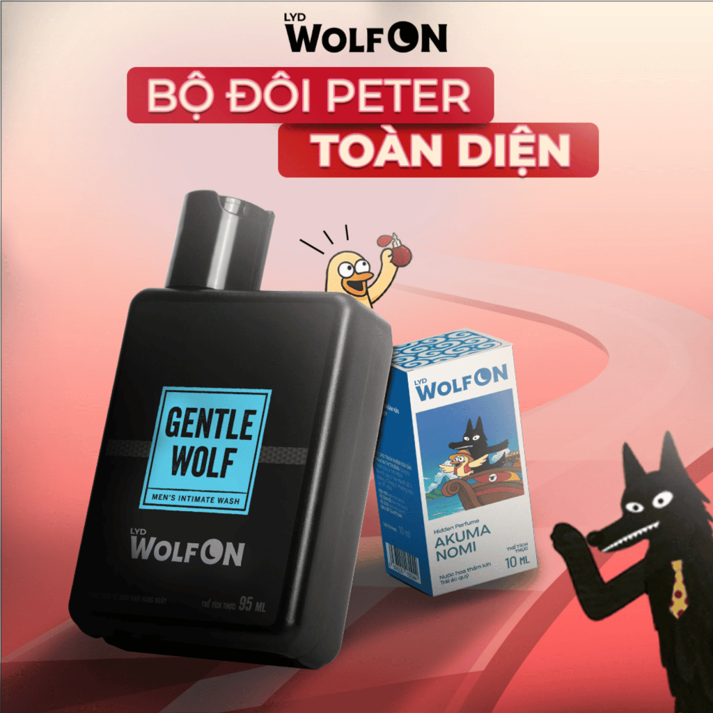 Set Sản Phẩm Chăm Sóc Nam Giới LYD Wolf ON: Dung Dịch Vệ Sinh 95ml-Nước Hoa Thầm Kín Akuma Nomi 10ml