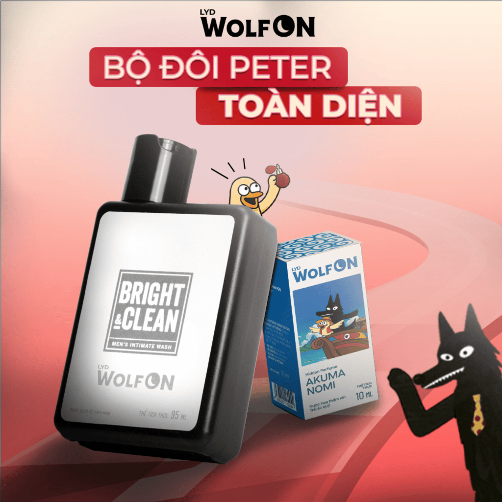 Set Sản Phẩm Chăm Sóc Nam Giới LYD Wolf ON: Dung Dịch Vệ Sinh 95ml-Nước Hoa Thầm Kín Akuma Nomi 10ml