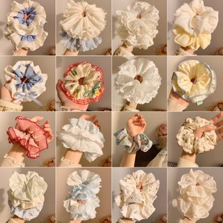 Dây buộc tóc Scrunchies Ren trắng tinh khiết, chất ren xịn, chun buộc tóc bé gái phong cách ngọt ngào
