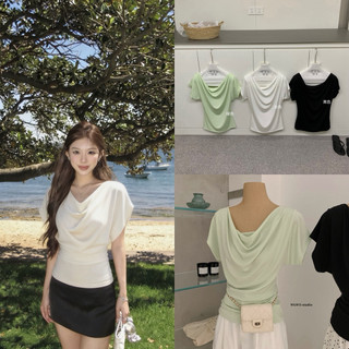 𝐏𝐡𝐢𝐞𝐧 𝐖𝐆𝐖𝐄 | w9516 Áo Thun Cổ Đổ Cộc Tay Hến 3 Màu Trơn