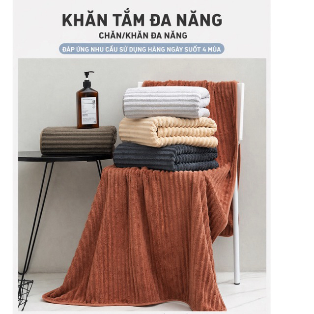 Khăn tắm Áo Choàng Tắm Dáng Dài Rộng Có Mũ Trùm Đầu Thấm Hút Nước Tốt Tiện Dụng