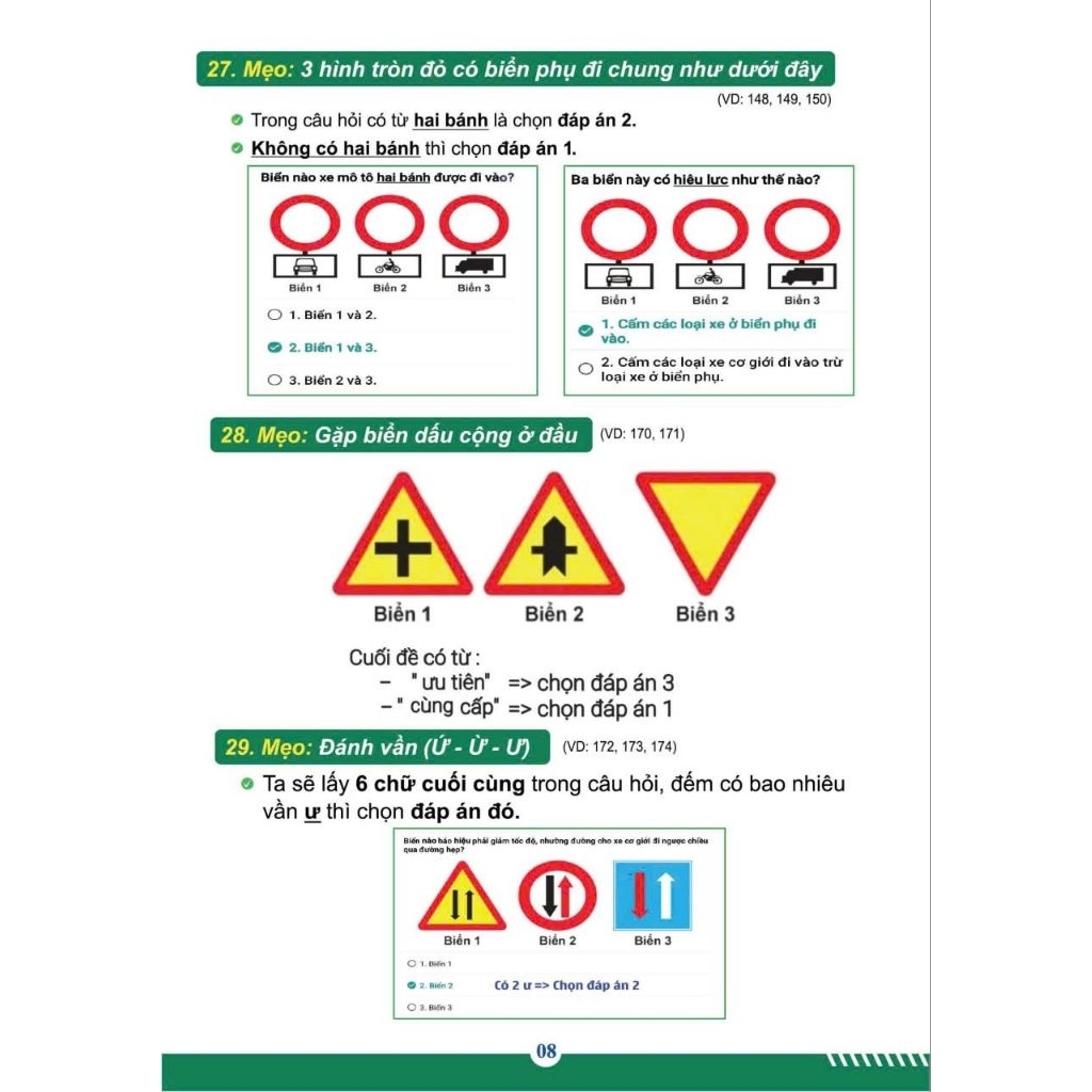 Sổ Tay Mẹo 250 câu Hạng A,A1 dành cho xe 2bánh.