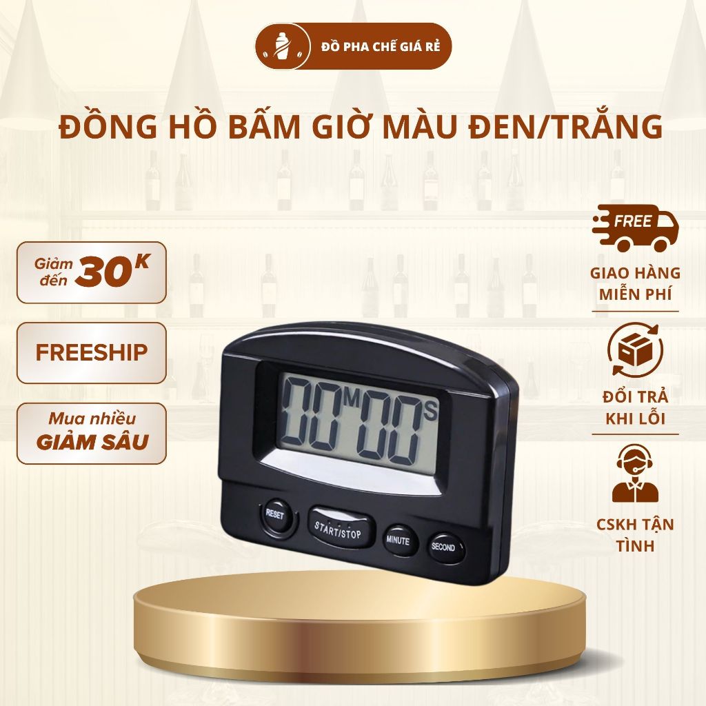 Đồng hồ bấm giờ mini, đồng hồ hẹn giờ, đồng hồ đếm ngược màn LCD kỹ thuật số dùng pha chế, nhà bếp( giao màu ngẫu nhiên)