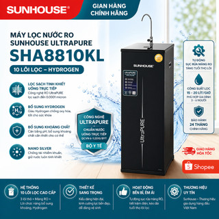 Máy lọc nước RO Hydrogen Sunhouse SHA8810KL 10 lõi UltraPURE – Lọc sạch uống trực tiếp, bảo hành 24 tháng