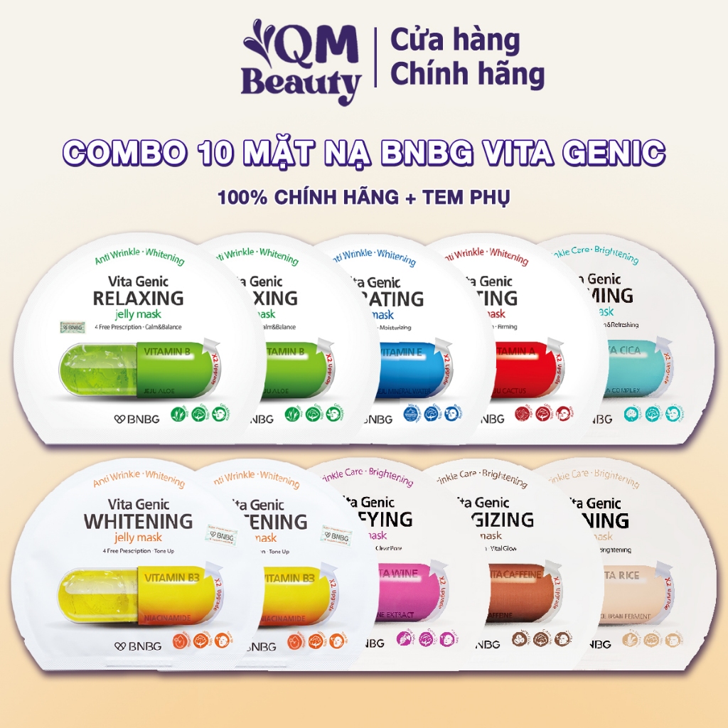 Combo 10 mặt nạ BNBG Vita Genic Jelly Mask bổ sung Vitamin cấp ẩm dưỡng sáng da chính hãng