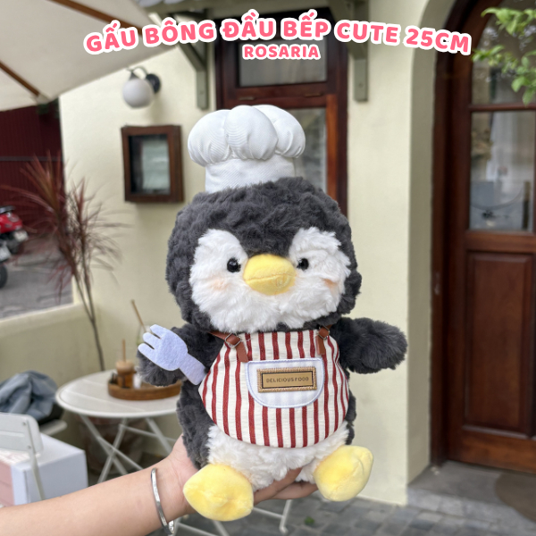 Thú Nhồi Bông Đầu Bếp 25cm Dễ Thương – Gấu Bông Chef Cao Cấp, Mềm Mịn, An Toàn, Phù Hợp Làm Quà Tặng