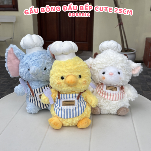 Thú Nhồi Bông Đầu Bếp 25cm Dễ Thương – Gấu Bông Chef Cao Cấp, Mềm Mịn, An Toàn, Phù Hợp Làm Quà Tặng