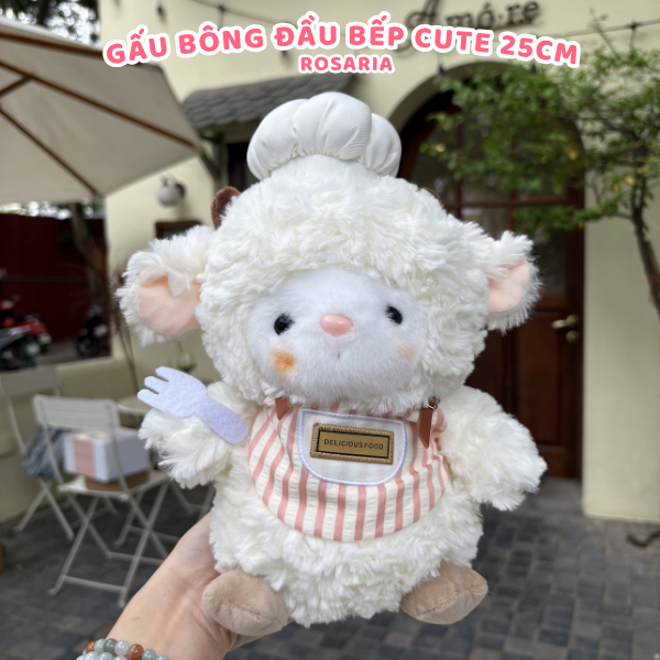 Thú Nhồi Bông Đầu Bếp 25cm Dễ Thương – Gấu Bông Chef Cao Cấp, Mềm Mịn, An Toàn, Phù Hợp Làm Quà Tặng