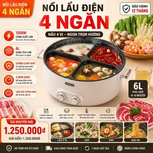 Nồi lẩu điện -bốn ngăn đa chức năng gia đình6Nồi điện tích hợp dung tích lớn 1500W
