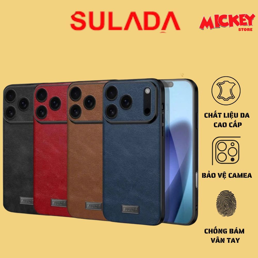 Ốp lưng da chính hãng SULADA chất liệu cao cấp - Bảo vệ camera IPhone 17Promax 16 15 14 13 12 11