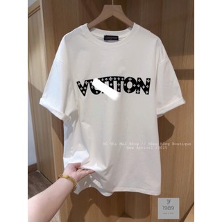 Áo Thun Nữ Màu Trắng Đính Đá Bling Form Rộng QCCC Cao Cấp