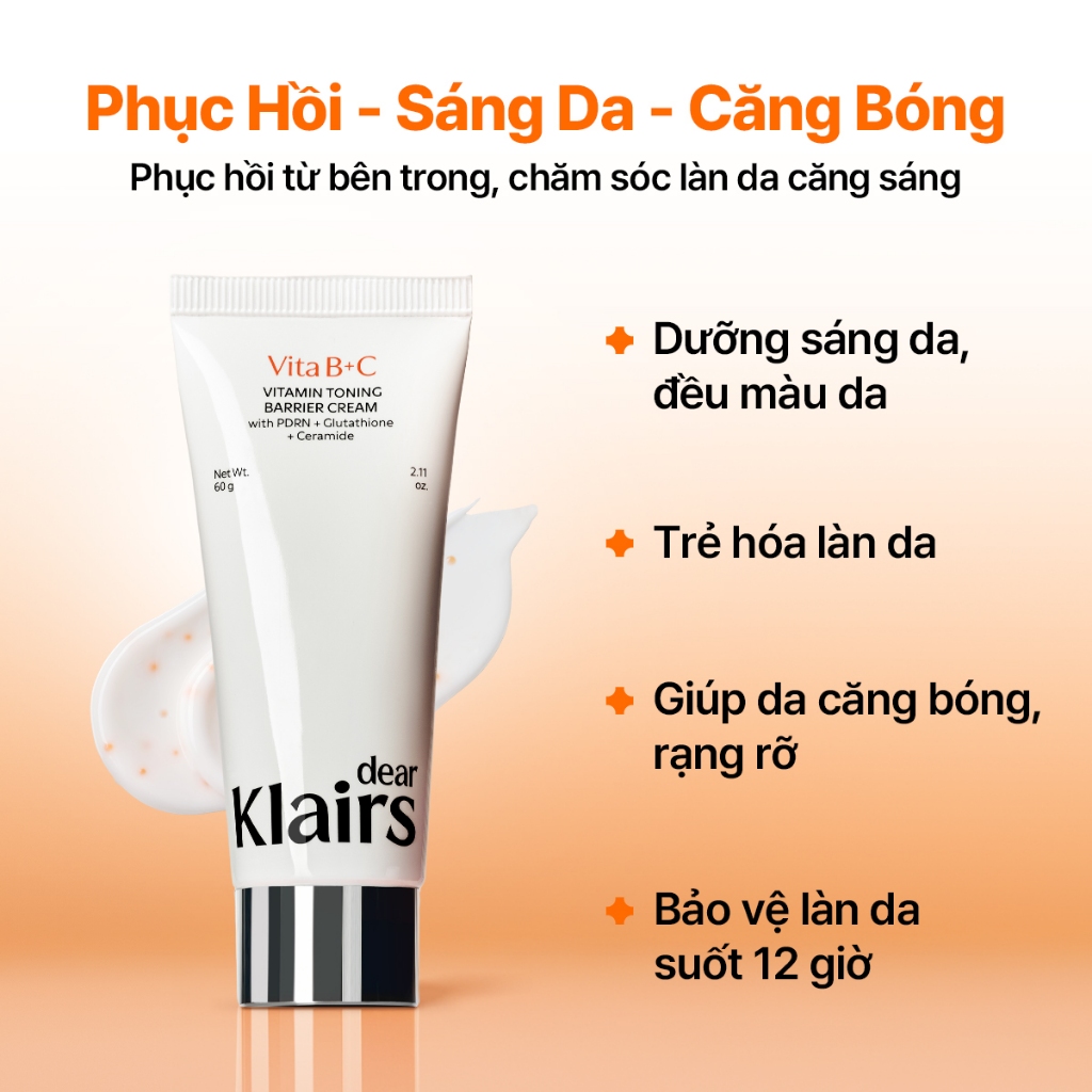 [ĐQ] Dear Klairs Kem dưỡng Vitamin Toning Barrier Cream 60g