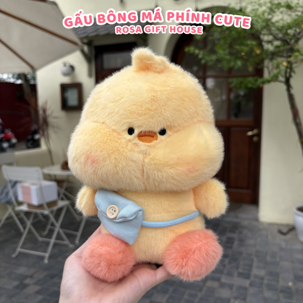 Thú Bông Má Hồng Cute Đeo Túi Mini – Gấu Bông Cao Cấp Mềm Mịn Cho Bé & Quà Tặng