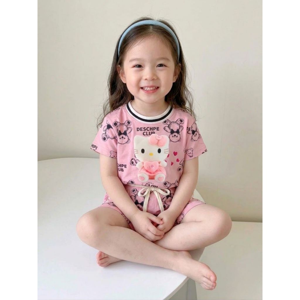 Bộ quần áo nơ hello kitty bé gái dễ thương xinh xắn size 9 - 42 kg