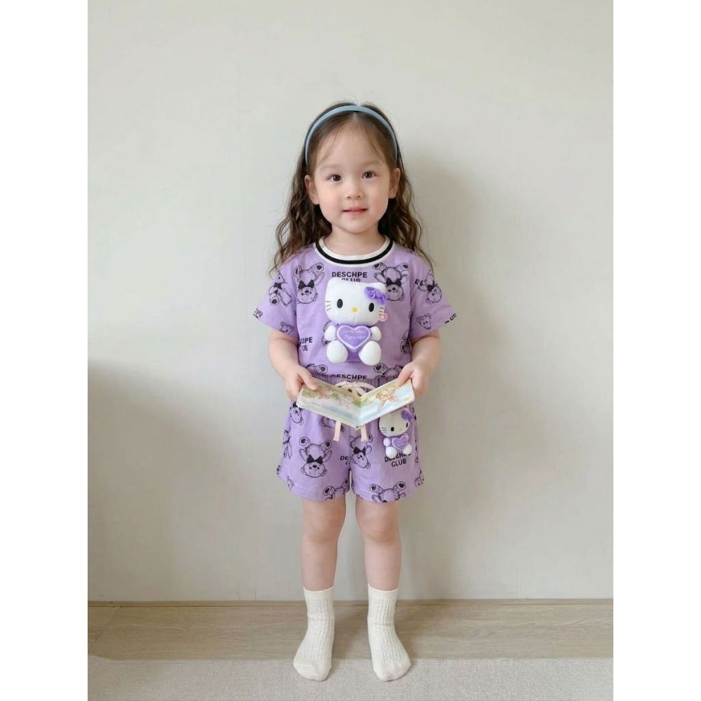Bộ quần áo nơ hello kitty bé gái dễ thương xinh xắn size 9 - 42 kg