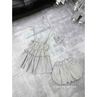 SET ÁO 2S MIX QUẦN BỒNG KẺ KÈM DÂY BUỘC TÓC HOT HIT
