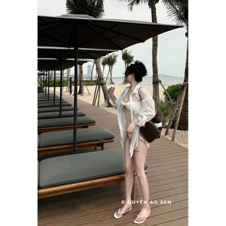 SET 3 MÓN GỒM SET BIKINI KÈM ÁO SƠ MI ĐŨI HOT HIT
