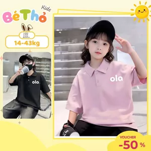 ÁO POLO IN CHỮ OLA MÙA HÈ BÉ GÁI SZ 14 - 43 KG ÁO MÙA HÈ BÉ GÁI