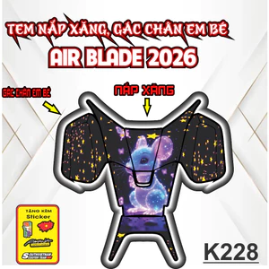 Bộ Tem Dán Trang Trí Nắp Xăng Gác Chân em Bé-Mẫu 12 Con Giáp – Bảo Vệ Nhựa Nhám, Chống Phai Màu