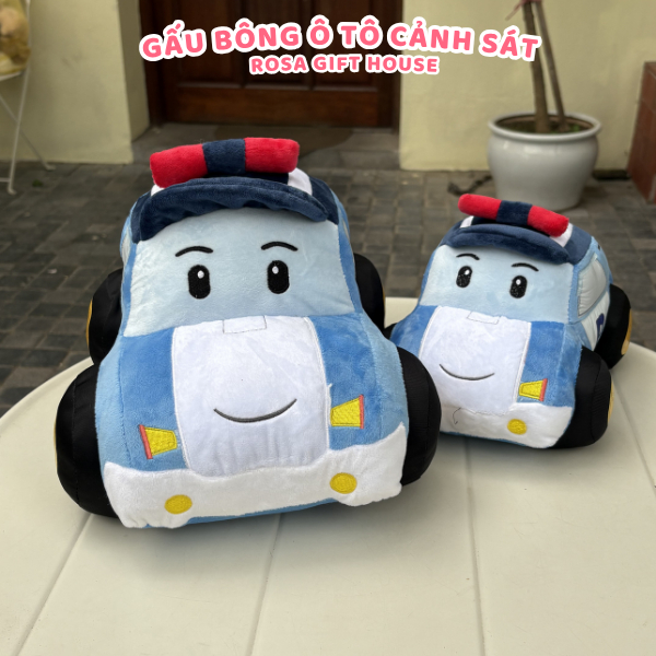 Thú Nhồi Bông Ô Tô Cảnh Sát 25cm & 35cm – Gấu Bông Xe Hơi Mềm Mịn, An Toàn Cho Trẻ Nhỏ
