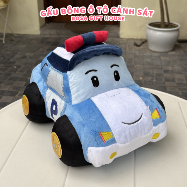 Thú Nhồi Bông Ô Tô Cảnh Sát 25cm & 35cm – Gấu Bông Xe Hơi Mềm Mịn, An Toàn Cho Trẻ Nhỏ