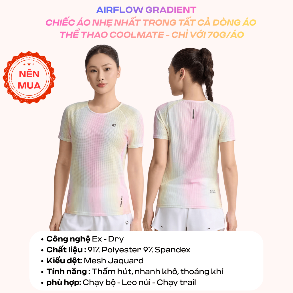 [MUA 2 GIẢM 10%] BST áo thun Nữ Graphic Gradient màu sắc nổi bật tôn da mặc hàng ngày tập thể thao Coolmate Women