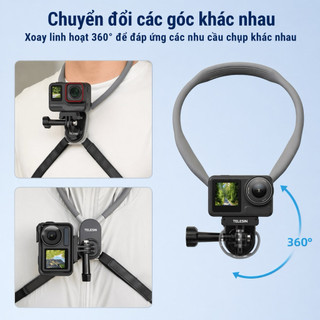 Vòng Đeo Cổ Telesin 2.0 Quick Cho Action Cam - Gắn Nhanh Insta360 GoPro Osmo Action | MAX 600mm Thoải Mái | Chính Hãng