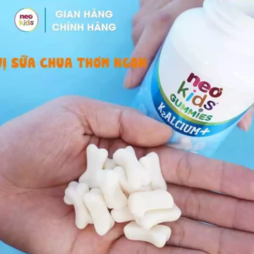 Neo Gummies canxi ( hộp 60 viên nhai) Kẹo canxi cho bé vị sữa chua bổ sung Canxi, D3, Vitamin K2 cho em bé