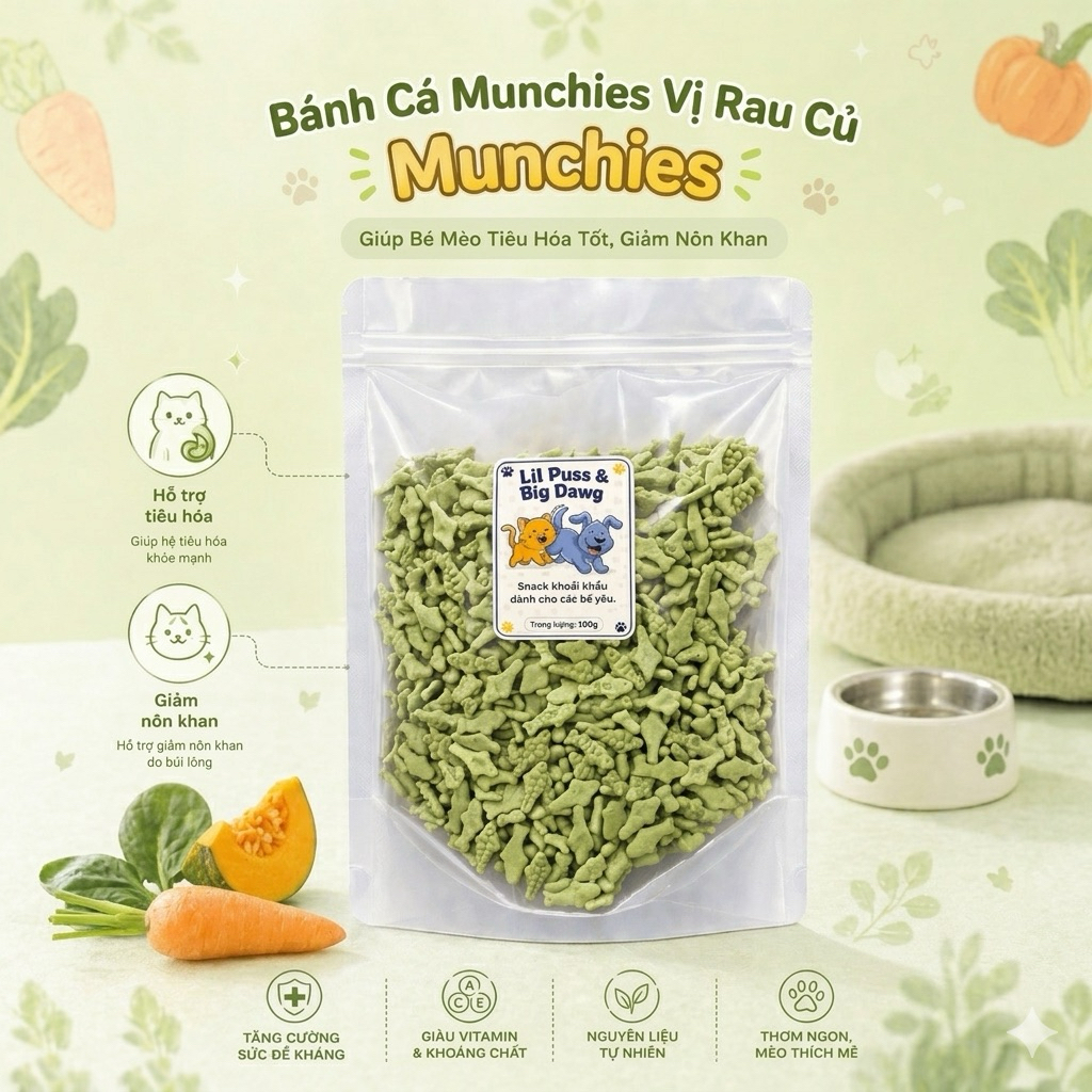 Bánh Cá Munchies Thơm Ngon Dinh Dưỡng Hỗ Trợ Tiêu Búi Lông Cho Mèo, Làm Sạch Răng Miệng Và Giúp Tiêu Hoá Tốt.