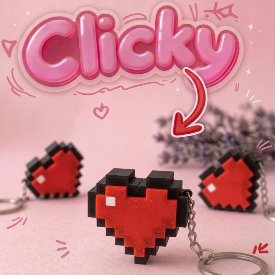 Móc Khóa Clicky Pixel Fidget Bấm Giảm Stress In 3D – Đồ Chơi Bấm Click Trang Trí Chìa Khóa / Balo