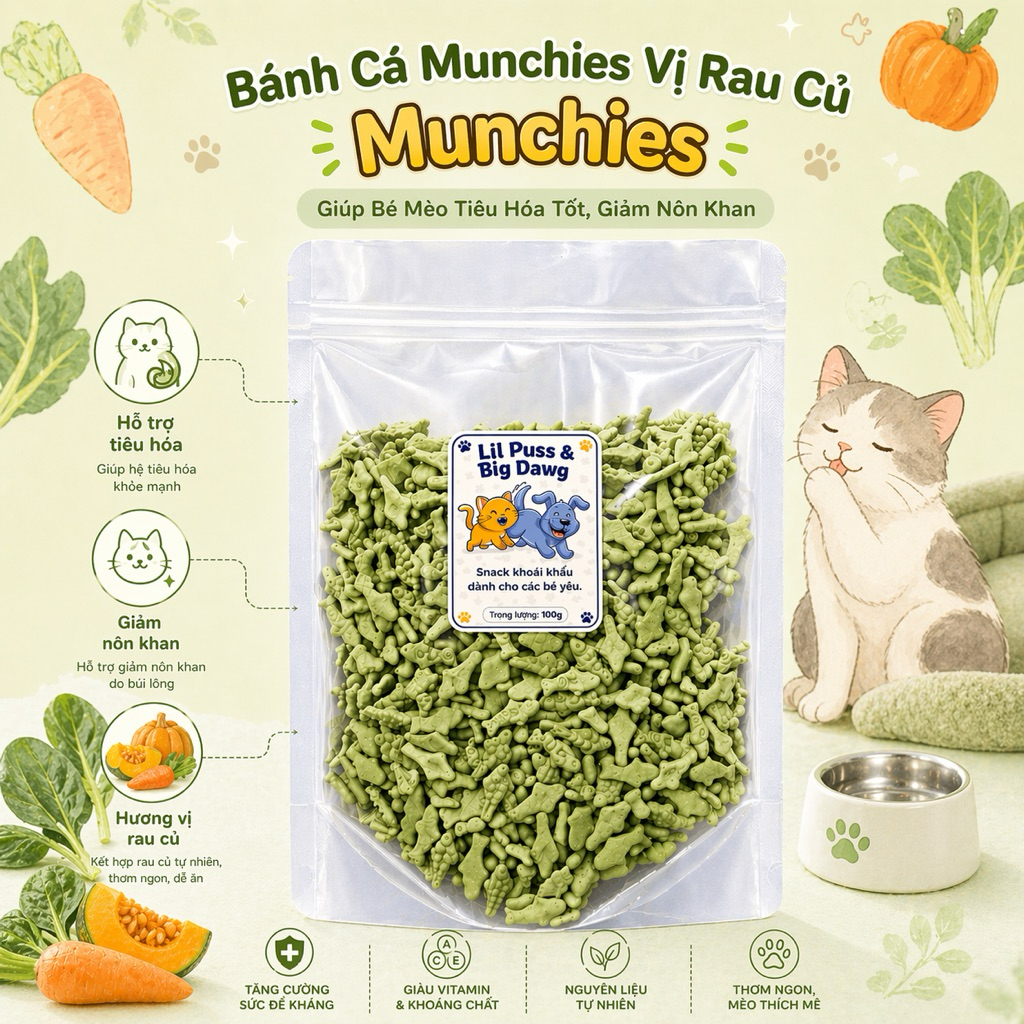 500g Bánh Cá Natrip Munchies Thơm Ngon Hỗ Trợ Tiêu Búi Lông Cho Mèo, Làm Sạch Răng Miệng Và Giúp Tiêu Hoá Tốt.