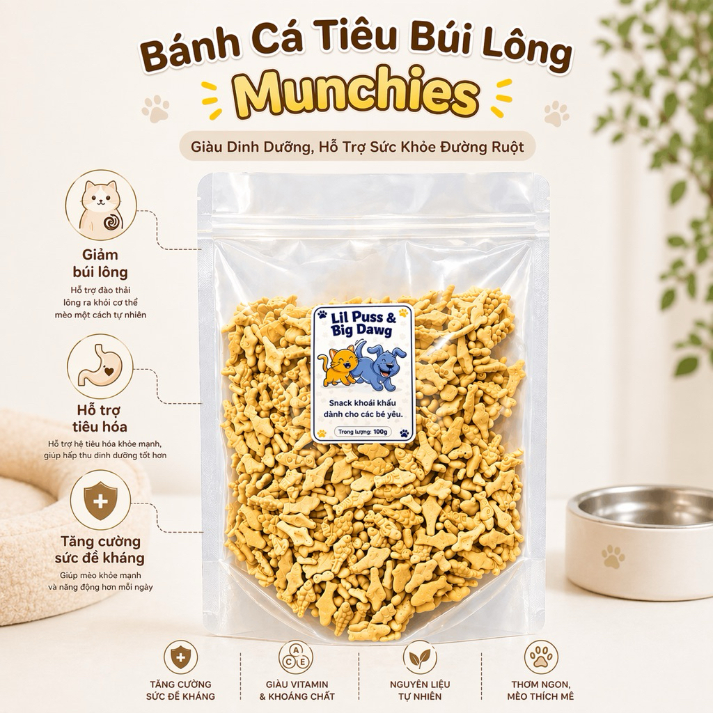 Bánh Cá Munchies 3 Vị (Có Mix) Cho Mèo – Tiêu Búi Lông, Hỗ Trợ Tiêu Hóa, Giàu Vitamin.