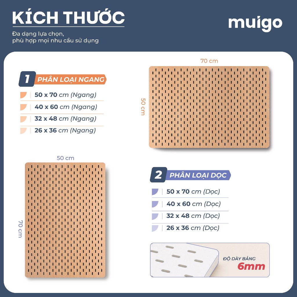 [Tặng phụ kiện] BẢNG PEGBOARD GỖ TREO TƯỜNG MÀU NÂU VÀNG | Bảng Lỗ Decor Tiện Dụng, Tối Ưu Không Gian