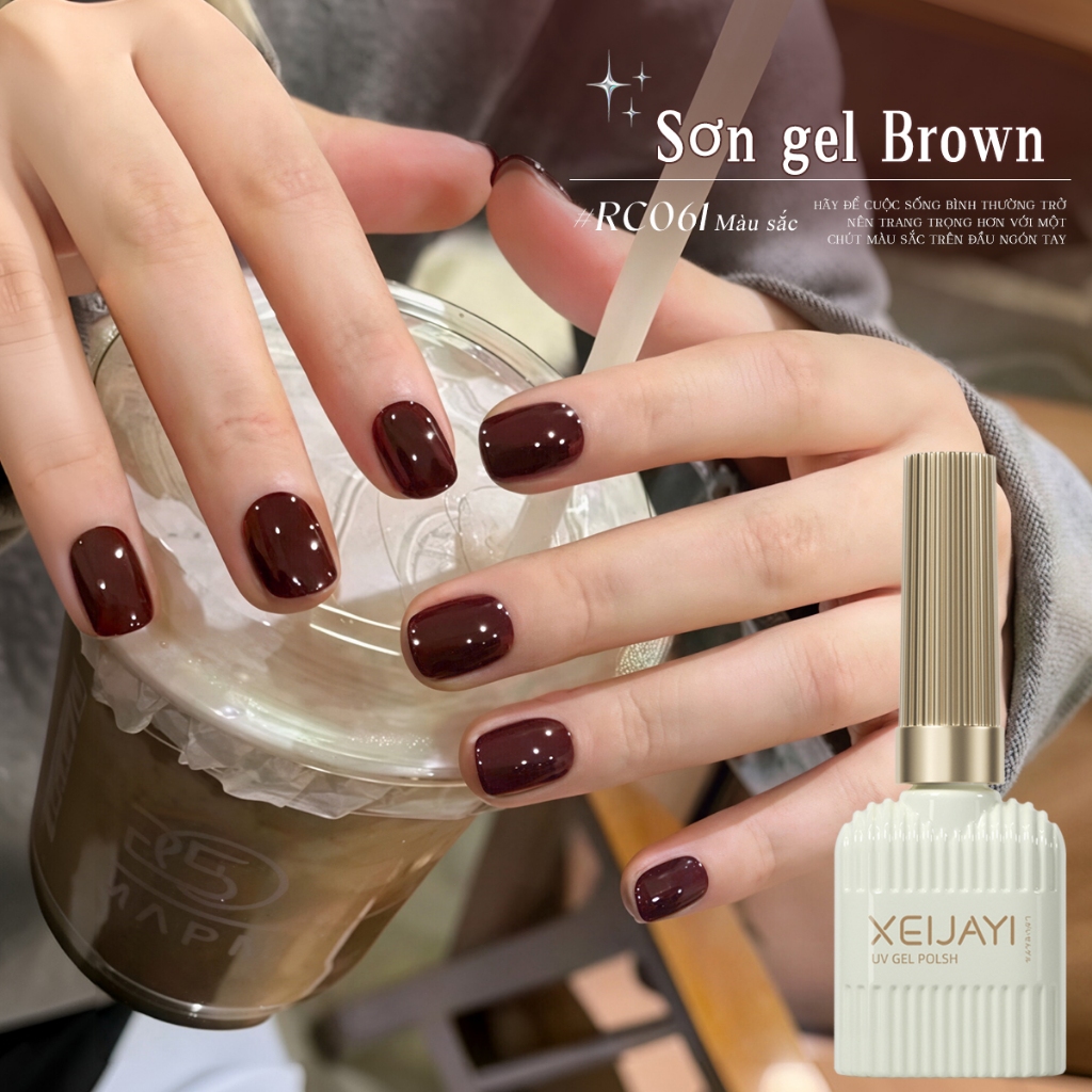 XEIJAYI 15ml - Sơn gel móng tay màu nâu, độ bóng lâu trôi, thích hợp sử dụng tại salon và nhà.