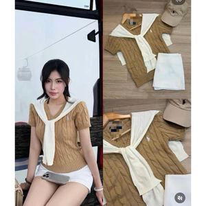 𝑺𝒔𝒖.𝑺𝒕𝒖𝒅𝒊𝒐// SET ÁO LEN CỘC TAY KÈM KHĂN CHOÀNG
