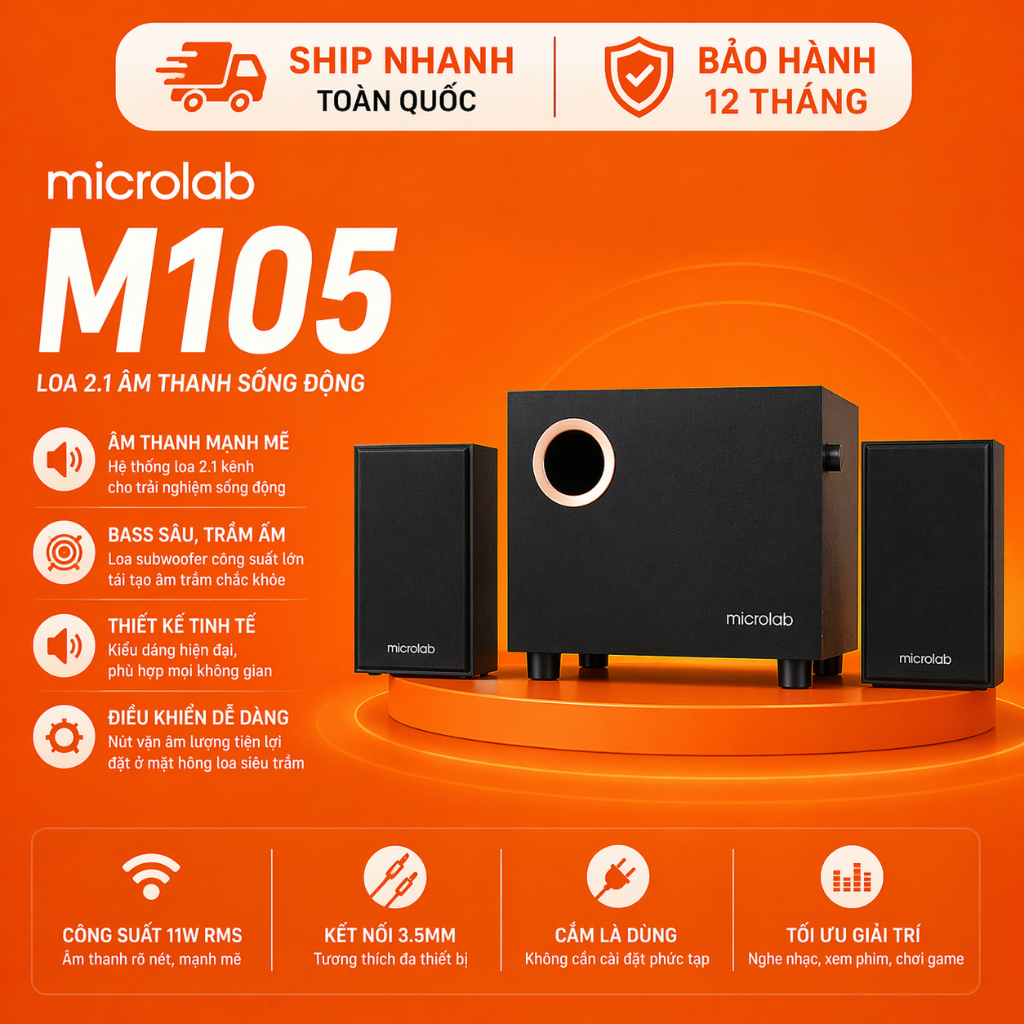 Bộ Loa Vi Tính Microlab M105 2.1 - Bảo Hành Chính Hãng 12 Tháng ...