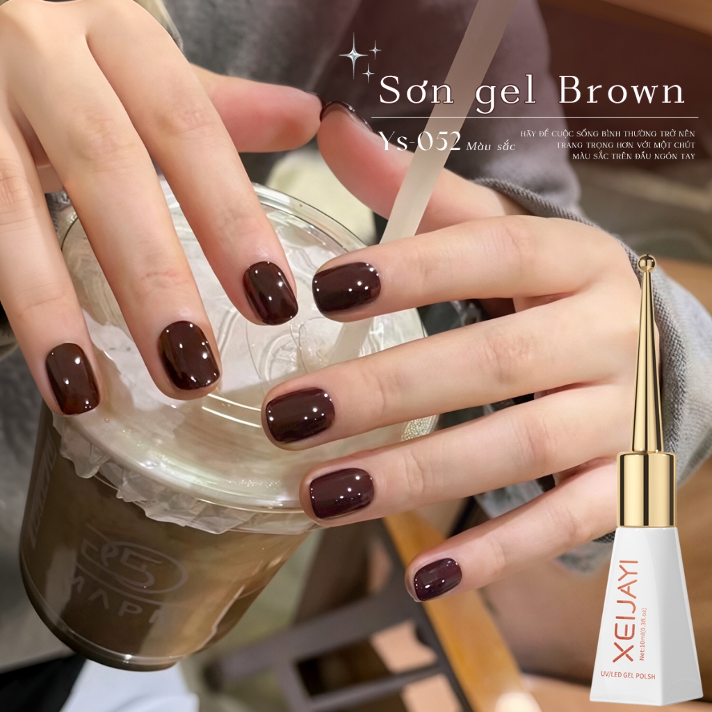 XEIJAYI 10ml - Sơn móng tay dạng gel màu sô cô la đen, thời trang và đa năng, phù hợp với mọi tông da.