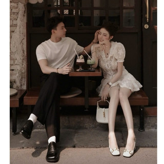 MIMI CLOTHING - Set bộ nữ áo ren dáng crt phối chân váy ngắn