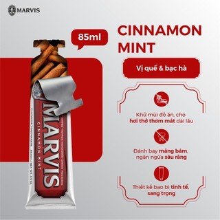 Kem Đánh Răng MARVIS CINNAMON MINT 85ml (Hương quế & bạc hà) – Hơi thở thơm mát, trắng răng