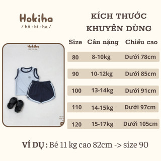 Bộ Quần Áo Ba Lỗ Phối Viền In Logo Cho Bé Trai, Bé Gái Hokiha Vải Cotton Mềm Mại, Co Giãn Size 8-17kg B101