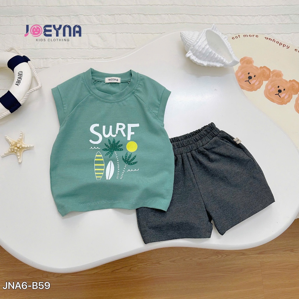 Set bộ ba lỗ Joeyna B59 in hình surf siêu xinh cho bé 8-24kg